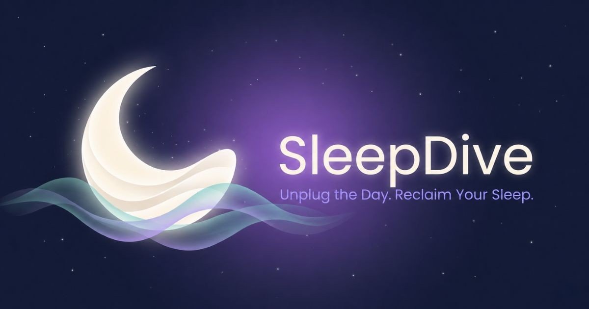 SleepDive night sky with moon and waves